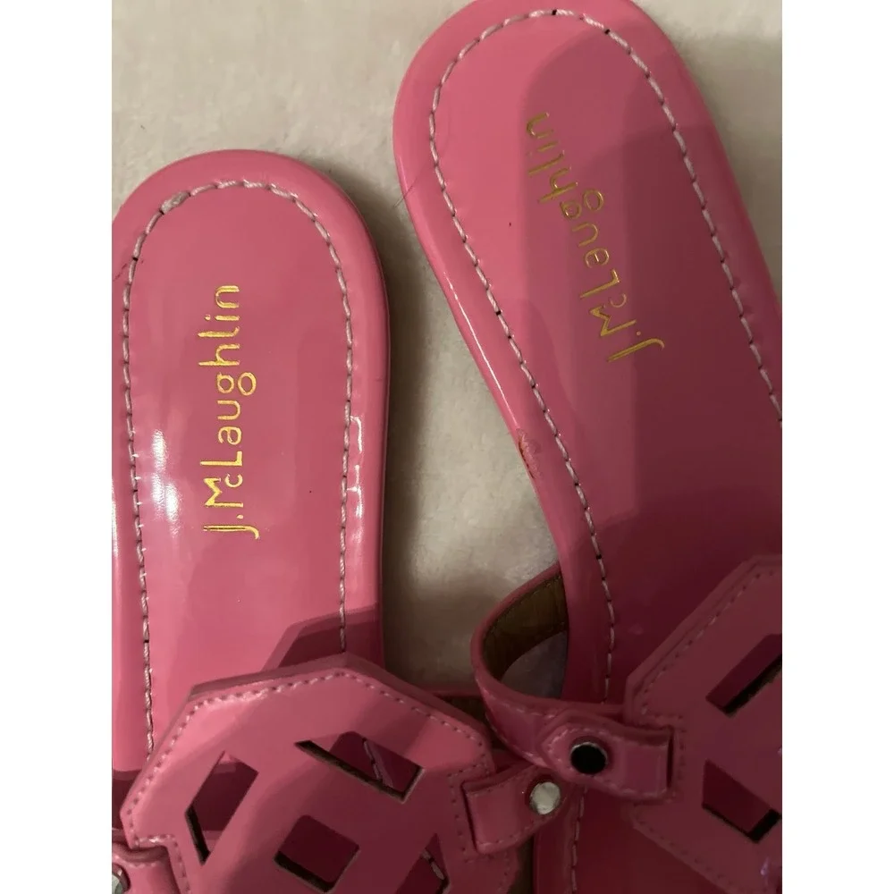 J. Mclaughlin Women's Lucy Patent Leather Thong Sandals Pink Size 8.5M